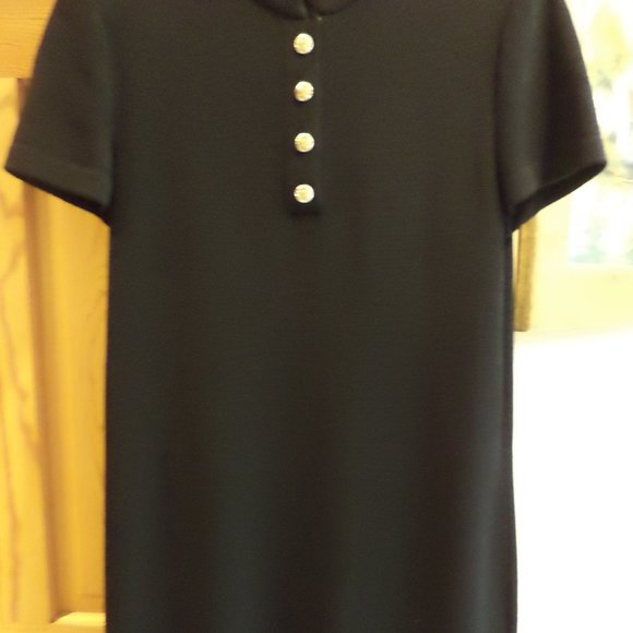 ST. JOHN COLLECTION by Marie Gray Black Knit Dress w/ Gold-Tone Button Closure - Picture 1 of 9